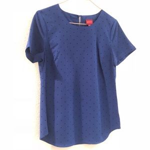 Blue and Black polka dot top